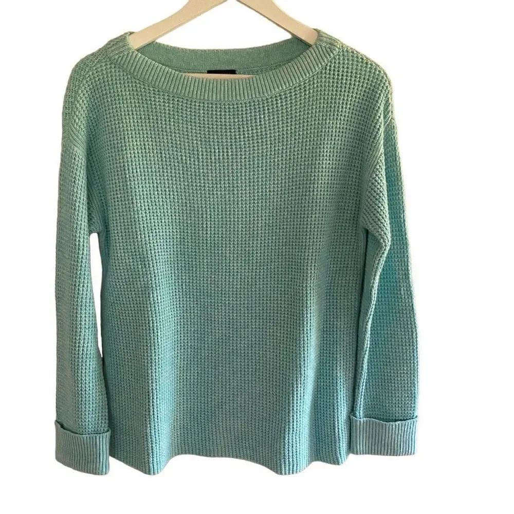 Talbots waffle knit long sleeve cuffed crew neck XS wool blend sweater